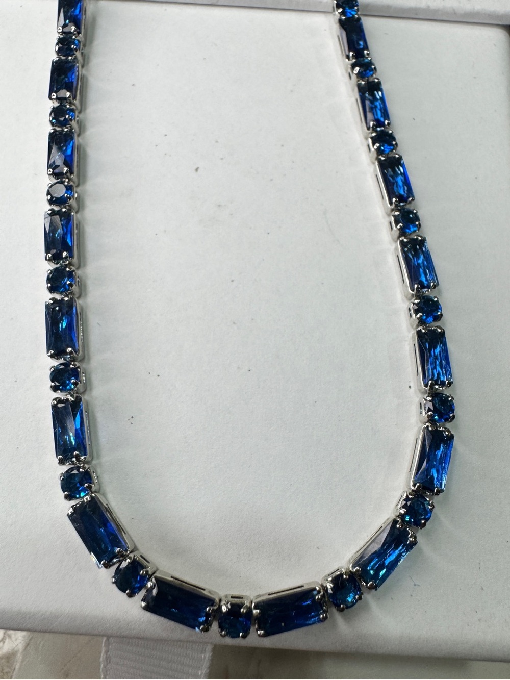 Blue Crystal Tennis Necklace - Women Jewelry